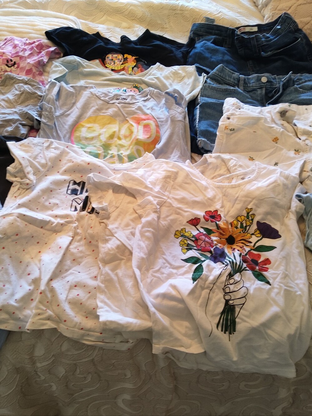 Girls Clothing XXL Size 14-16 11 Tshirts 1 Pair Jeans 2 Denim Shorts Bundle 14pc